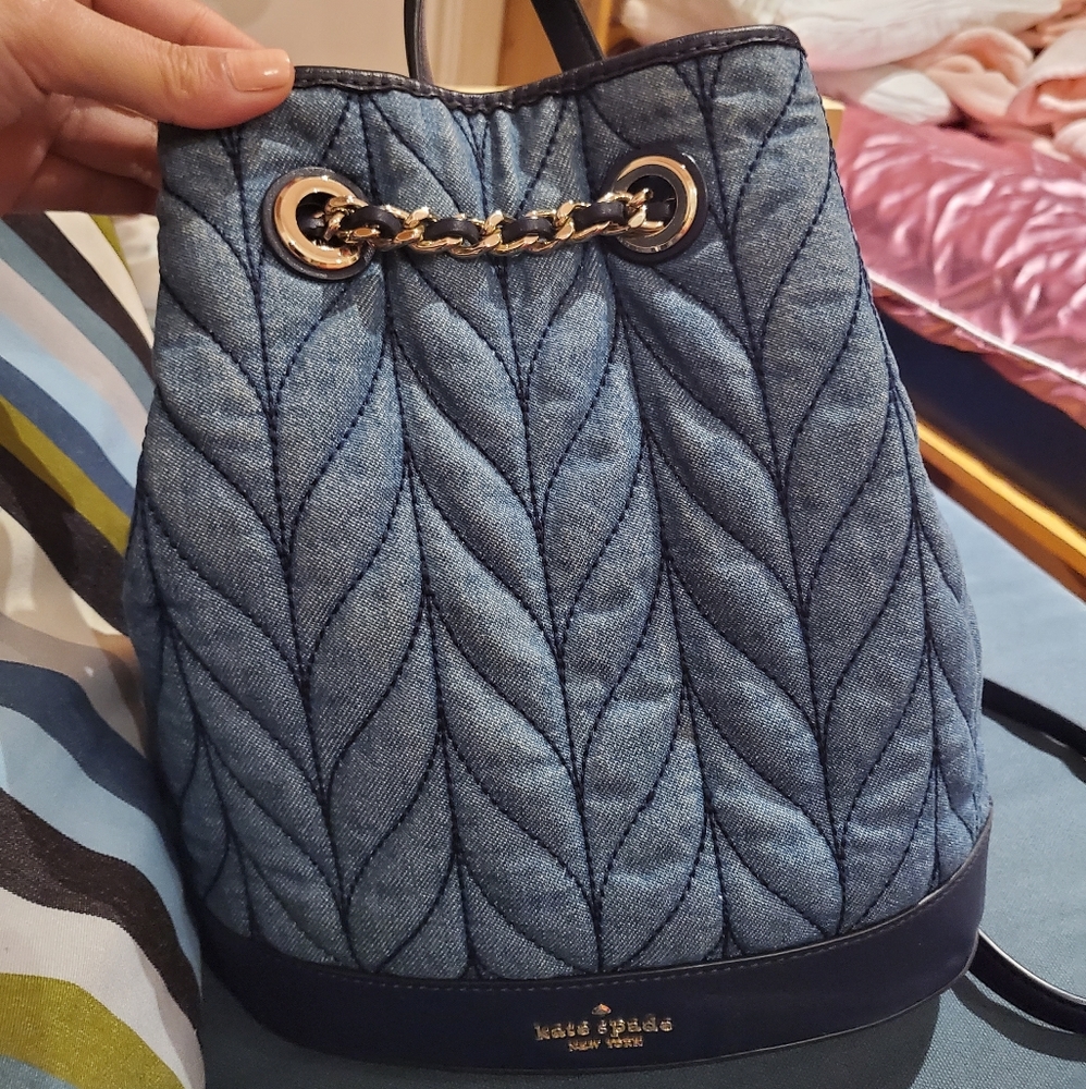 Briar lane quilted denim drawstring backpack